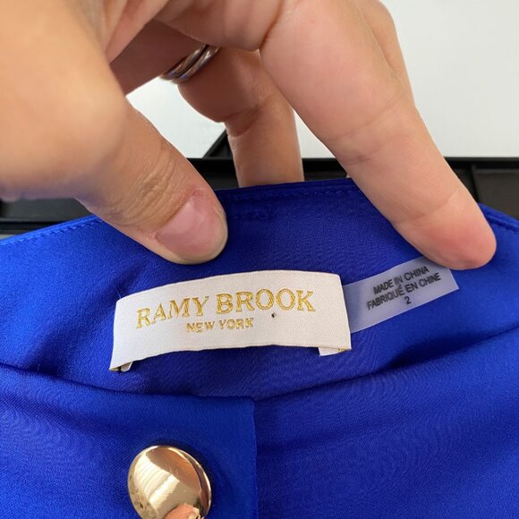 Ramy Brook Rumer Satin Cargo Pants‎ Womens Size 2 Cabana Blue High Waist Pleated - Picture 4 of 9